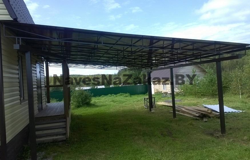 Навес примыкающий к дому 6 на 6 по лучшей цене Навес примыкающий к дому 6 на 6