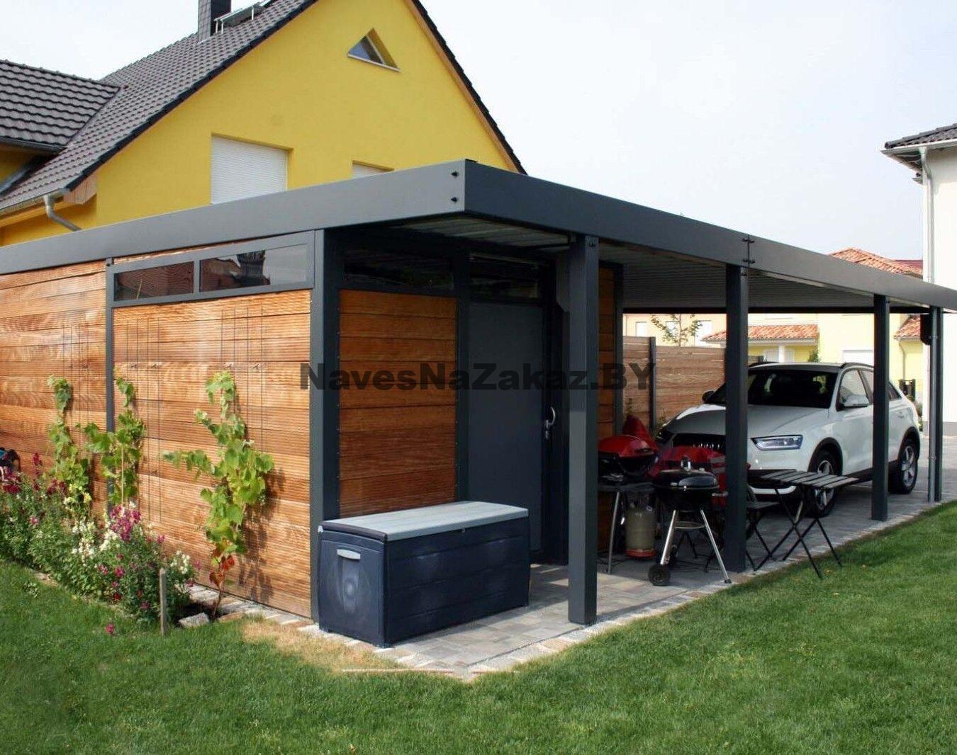 Навес с хозблоком для автомобиля 6 на 6 по лучшей цене Навес с хозблоком для автомобиля 6 на 6
