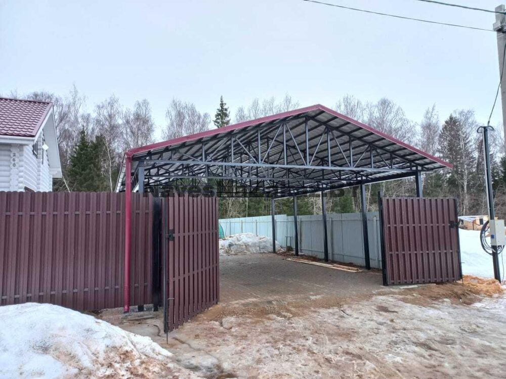 Двускатный навес для машины 7 на 9 по лучшей цене Двускатный навес для машины 7 на 9