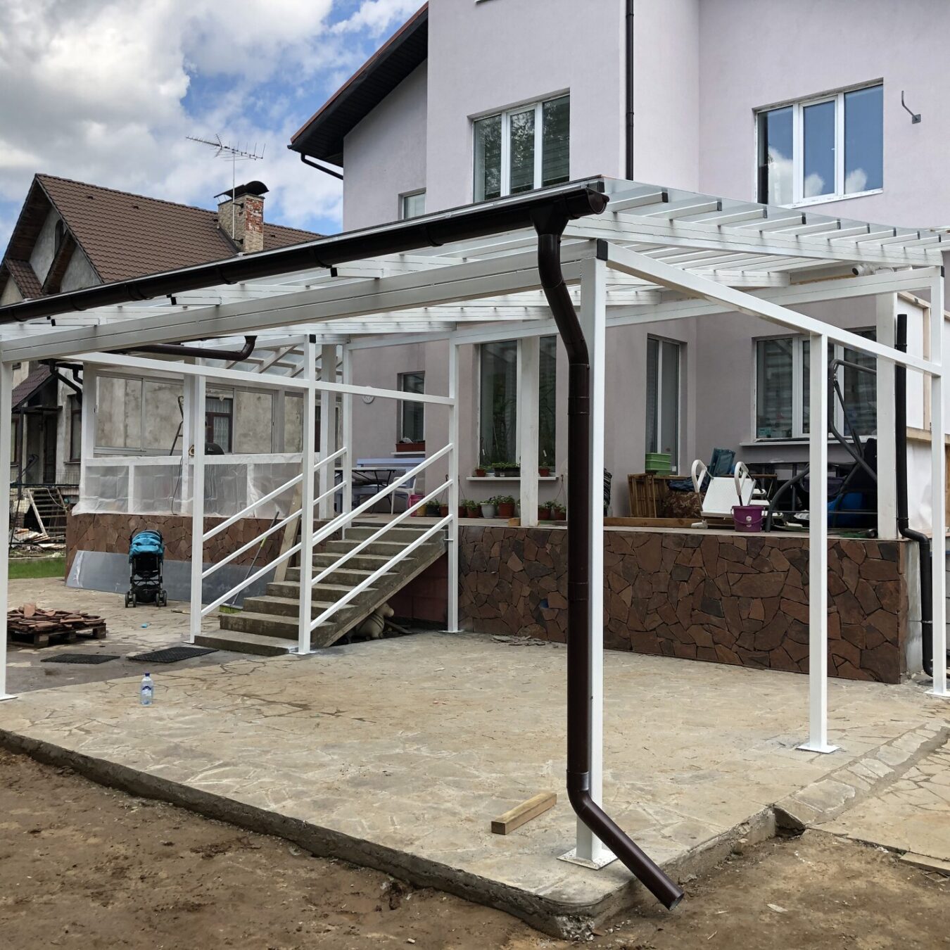 Навес над террасой 5,5х6,3 по лучшей цене Навес над террасой 5,5х6,3