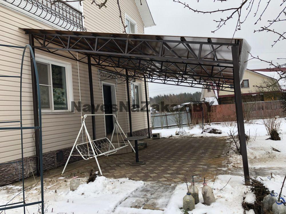 Навес односкатный перед домом 4 на 8 по лучшей цене Навес односкатный перед домом 4 на 8