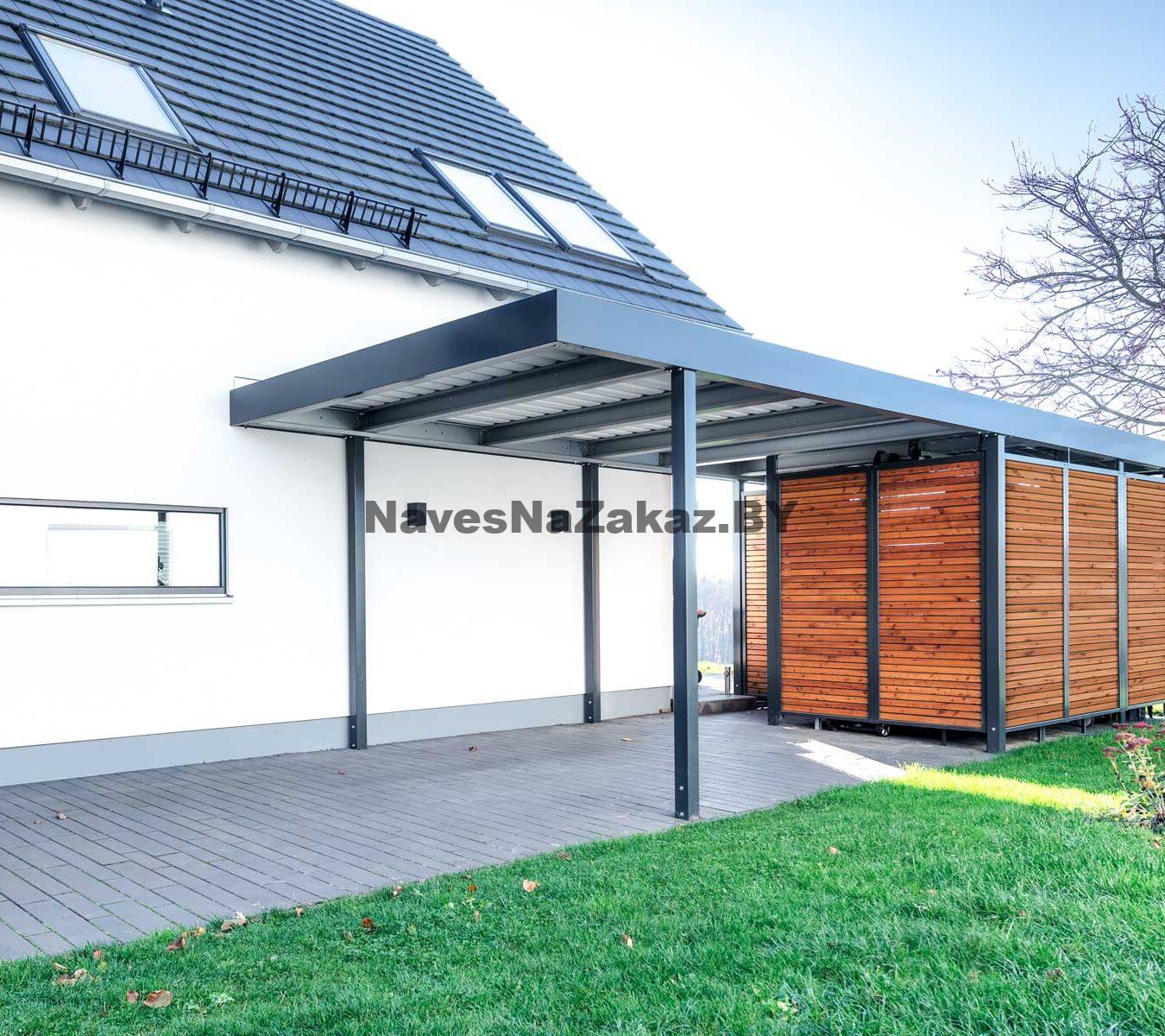 Навес с хозблоком для машины 4 на 9 по лучшей цене Навес с хозблоком для машины 4 на 9