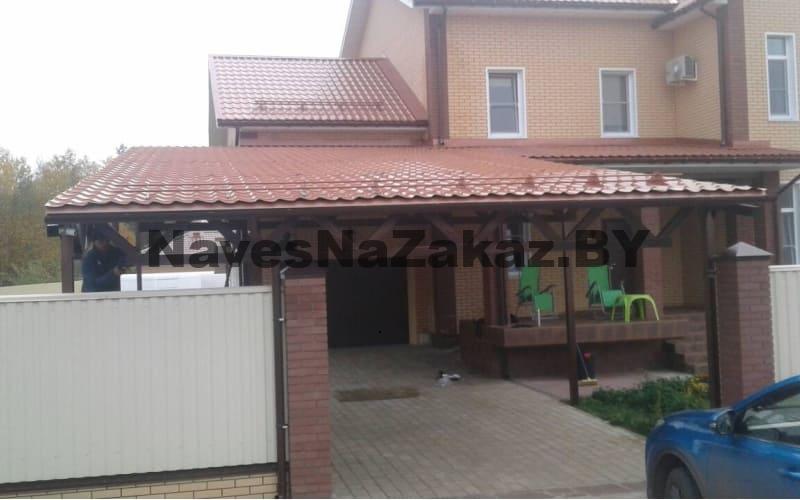 Односкатный навес перед гаражом 8 на 6 по лучшей цене Односкатный навес перед гаражом 8 на 6