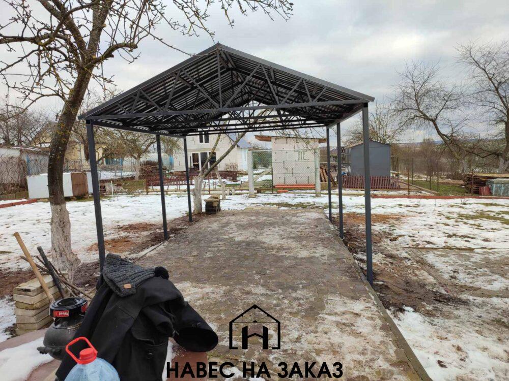 Двухскатный автонавес 6 на 4 для дачи по лучшей цене Двухскатный автонавес 6 на 4 для дачи