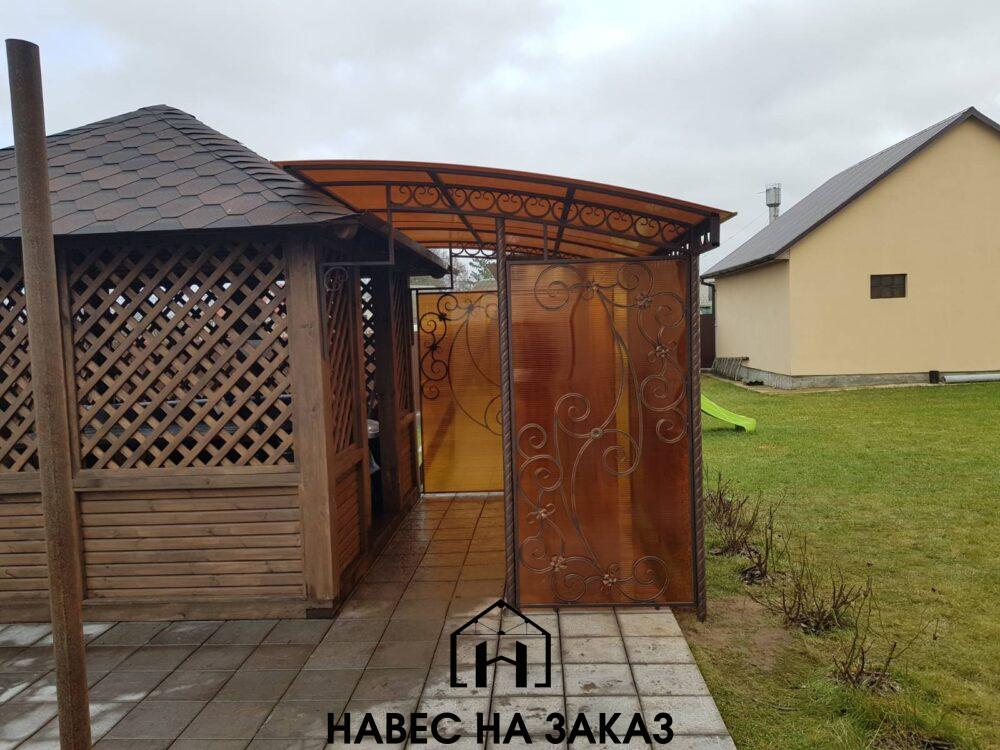 Полуарочный навес 3 на 5 перед беседкой по лучшей цене Полуарочный навес 3 на 5 перед беседкой