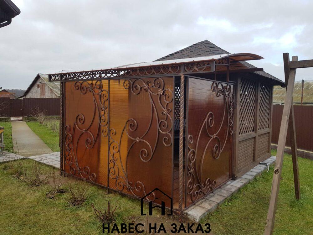 Полуарочный навес 3 на 5 перед беседкой по лучшей цене Полуарочный навес 3 на 5 перед беседкой