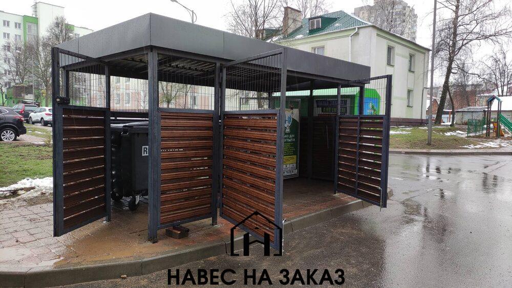Навес для ТБО контейнеров в Лофт стиле на 3шт по лучшей цене Навес для ТБО контейнеров в Лофт стиле на 3шт