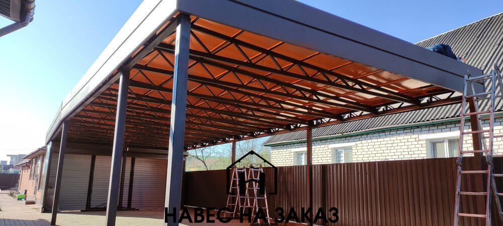 Навес в лофт стиле с хозблоком 6 на 12 м по лучшей цене Навес в лофт стиле с хозблоком 6 на 12 м