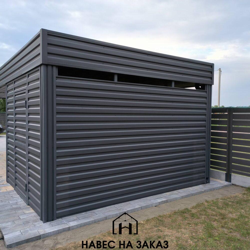 Металлический навес в плоской крышей 8 на 4 по лучшей цене Металлический навес в плоской крышей 8 на 4