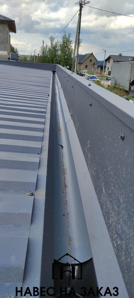 Металлический навес в плоской крышей 8 на 4 по лучшей цене Металлический навес в плоской крышей 8 на 4