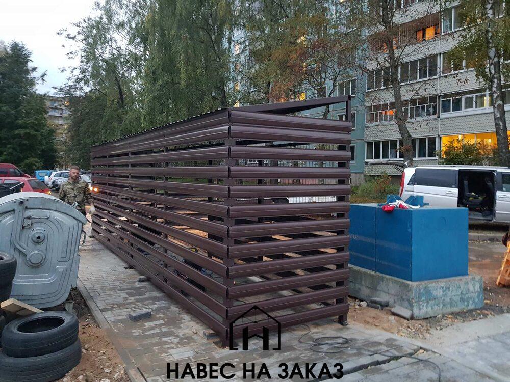 Навес для ТБО в Лофт стиле на 6 контейнеров по лучшей цене Навес для ТБО в Лофт стиле на 6 контейнеров