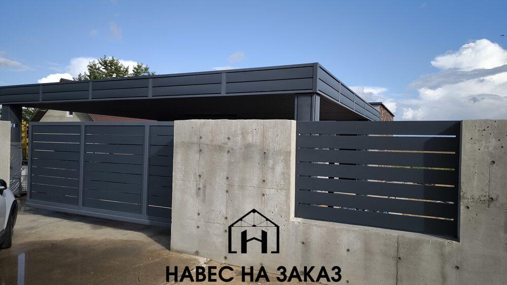 Навес с гаражом под 2 машины в стиле Лофт 8 на 8 м по лучшей цене Навес с гаражом под 2 машины в стиле Лофт 8 на 8 м